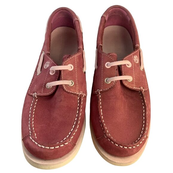 Timberland Leather Boat Shoes Womens Size 5.5 Pink Classic Deck - Picture 5 of 8